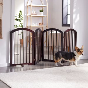 Frisco Arch 4-Panel Solid Wood Dog Gate, 30-in, Espresso