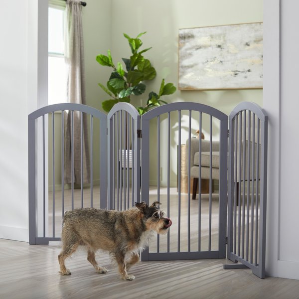Frisco Arch 4-Panel Solid Wood Dog Gate, 36-in, Gray slide 1 of 5