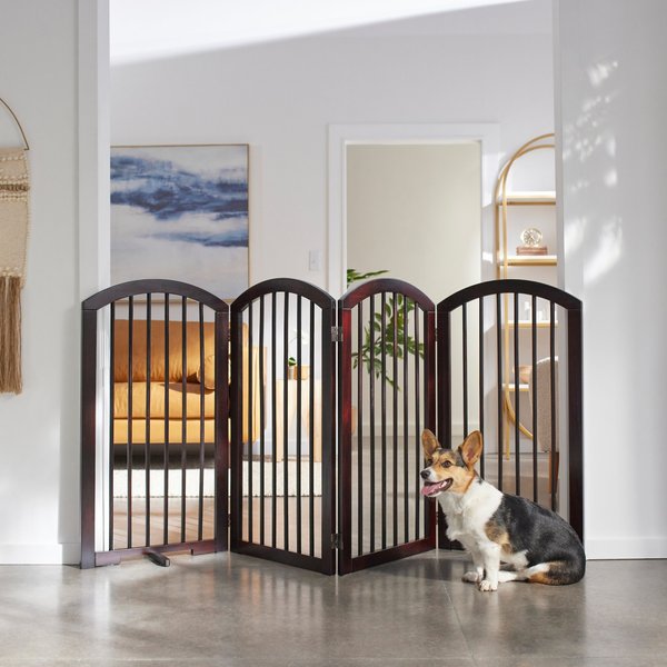 Frisco Arch 4-Panel Solid Wood Dog Gate, 36-in, Espresso slide 1 of 5