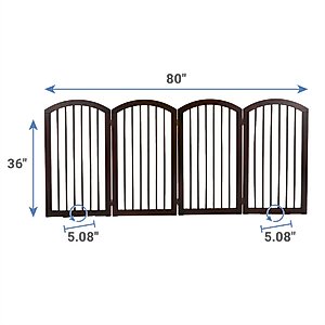 Frisco Arch 4-Panel Solid Wood Dog Gate, 36-in, Espresso