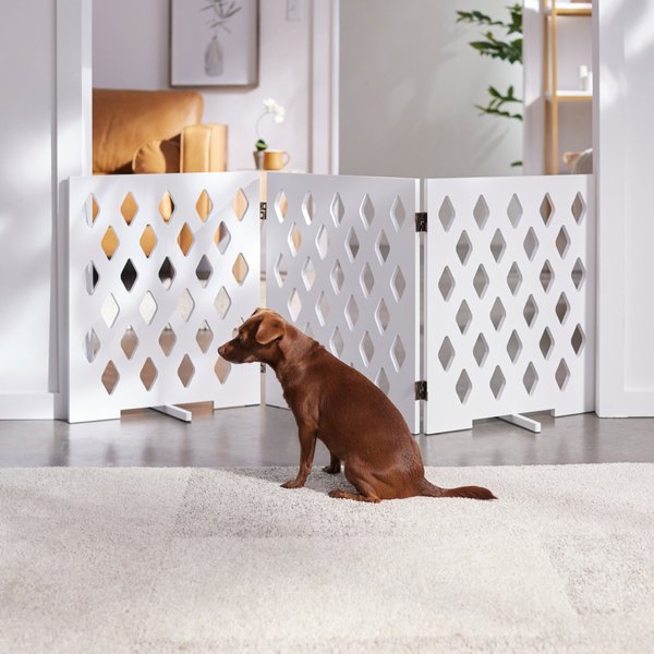 FRISCO Deco Diamond Shape 3Panel Dog Gate, 24in, White