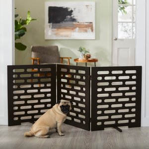 Frisco Deco Horizontal Lines 3-Panel Dog  Gate, 24-in, Espresso