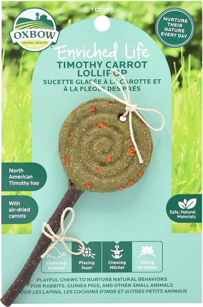 Oxbow Enriched Life Timothy Carrot Lollipop Small Pet Chew Toy, 3 count slide 1 of 3