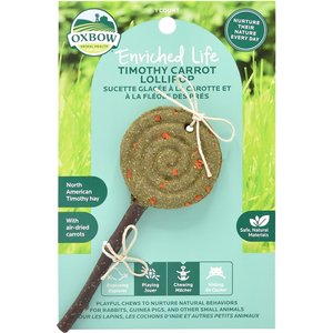 Oxbow Enriched Life Timothy Carrot Lollipop Small Pet Chew Toy, 3 count