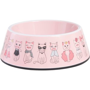 Frisco Pink Cute Cats Melamine Cat Bowl, 1.5 Cup, 2 count