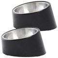 Frisco Slanted Stainless Steel Bowl, Black, 2 cup, 2 count