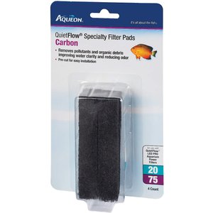 Aqueon QuietFlow 20/75 Carbon Reducing Specialty Aquarium Filter Pads, 2 count