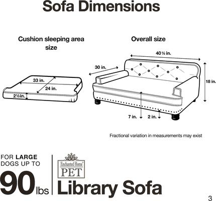 Show full view: Enchanted Home Pet Library Sofa Cat & Dog Bed with Removable Cover, Brown slide 4 of 9