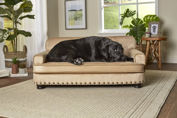 Enchanted Home Pet Library Sofa Cat & Dog Bed with Removable Cover, Caramel slide 1 of 8