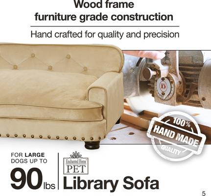 Show full view: Enchanted Home Pet Library Sofa Cat & Dog Bed with Removable Cover, Caramel slide 9 of 10