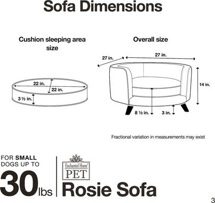 Show full view: Enchanted Home Pet Rosie Sofa Cat & Dog Bed with Removable Cover, Peacock Blue slide 8 of 11