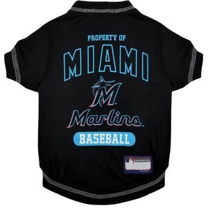 Pets First MLB Dog & Cat T-Shirt, Miami Marlins, Large