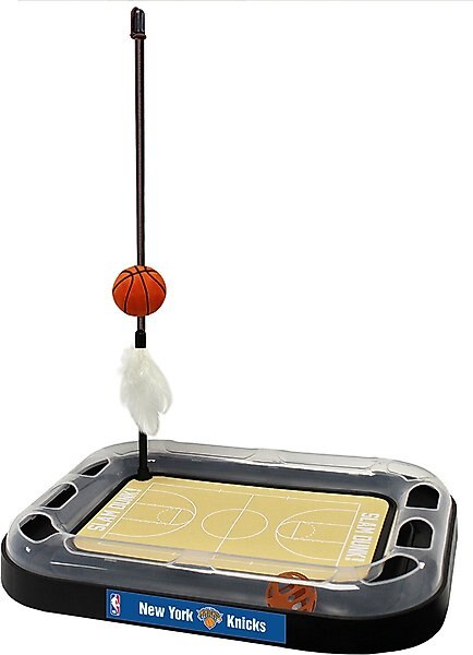 Pets First New York Knicks Basketball Cat Scratcher Toy with Catnip slide 1 of 2
