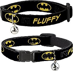 Buckle-Down DC Comics Batman Shield Personalized Breakaway Cat Collar with Bell