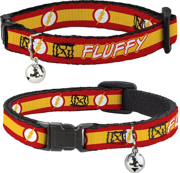 Buckle-Down DC Comics Flash Logo/Stripe Personalized Breakaway Cat Collar with Bell slide 1 of 2