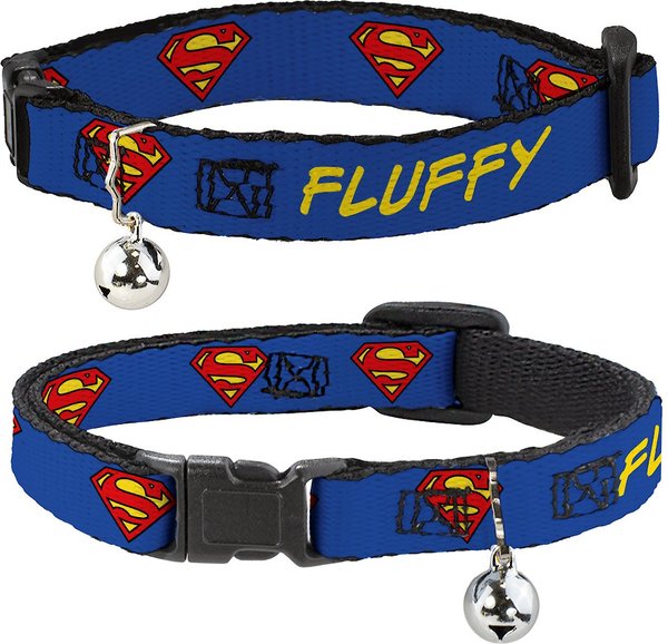 Buckle-Down DC Comics Superman Shield Personalized Breakaway Cat Collar with Bell slide 1 of 2