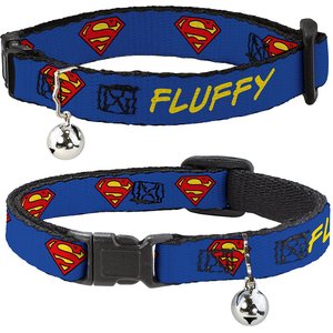 Buckle-Down DC Comics Superman Shield Personalized Breakaway Cat Collar with Bell