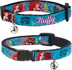 Buckle-Down Disney Ariel & Flounder Vivid Underwater Poses Personalized Breakaway Cat Collar with Bell