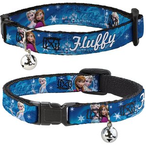 Buckle-Down Disney Frozen Anna & Elsa Poses/Castle & Mountains Personalized Breakaway Cat Collar with Bell