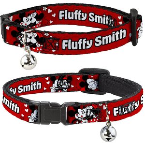 Buckle-Down Disney Mickey & Minnie Hugs & Kisses Poses Personalized Breakaway Cat Collar with Bell