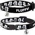 Buckle-Down Disney Mickey Mouse Expressions Personalized Breakaway Cat Collar with Bell