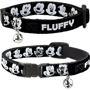 Buckle-Down Disney Mickey Mouse Expressions Personalized Breakaway Cat Collar with Bell
