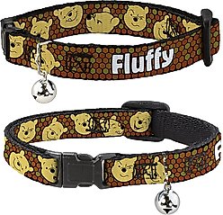 Buckle-Down Disney Winnie the Pooh Expressions & Honeycomb Personalized Breakaway Cat Collar with Bell
