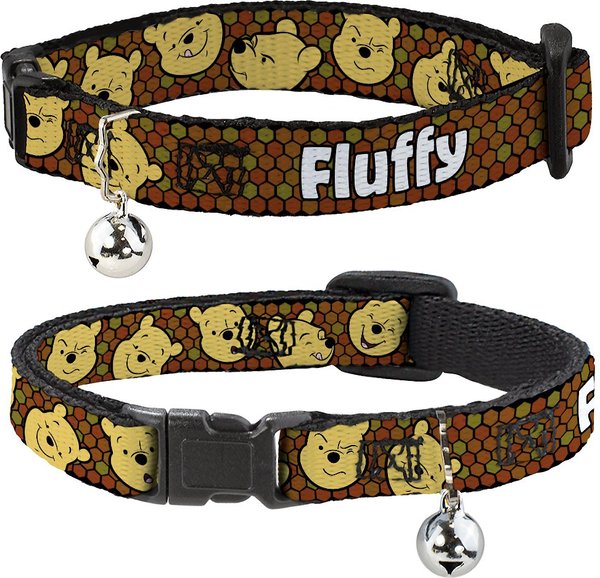 Buckle-Down Disney Winnie the Pooh Expressions & Honeycomb Personalized Breakaway Cat Collar with Bell slide 1 of 2