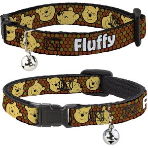Buckle-Down Disney Winnie the Pooh Expressions & Honeycomb Personalized Breakaway Cat Collar with Bell