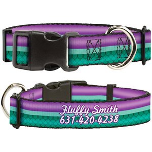 Buckle-Down Disney Little Mermaid Stripe & Shell Polyester Personalized Dog Collar, Small