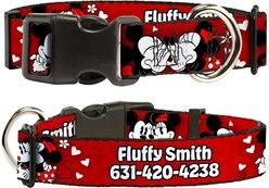 Buckle-Down Disney Mickey & Minnie Hugs & Kisses Poses Polyester Personalized Dog Collar, Large