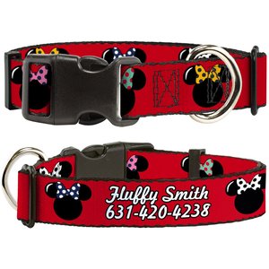 Buckle-Down Disney Minnie Mouse Silhouette Polyester Personalized Dog Collar, Small