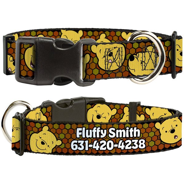 Buckle-Down Disney Winnie the Pooh Expressions & Honeycomb Polyester Personalized Dog Collar