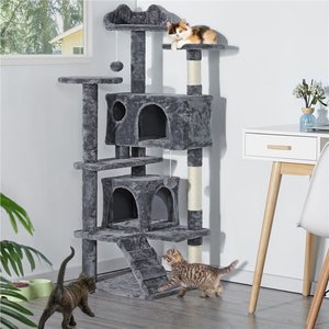 YAHEETECH Cat Scratching Tree, Dark Gray, 54-in - Chewy.com