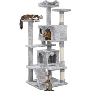 Yaheetech Cat Scratching Tree, Light Gray, 54-in