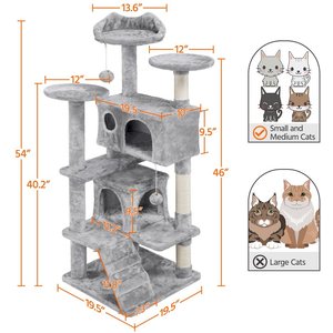 Yaheetech Cat Scratching Tree, Light Gray, 54-in