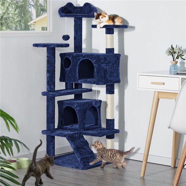 YAHEETECH 54-in Cat Scratching Tree, Navy Blue - Chewy.com