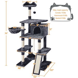 Yaheetech 70-in Cat Tree Condo, Dark Gray