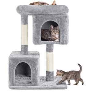 Dual Condos and Scratching Board Indoor Cats Kittens Pets YAHEETECH 36In Cat Condo House Cat Tower with Scratching Post 