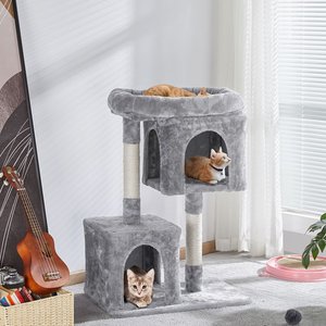 YAHEETECH 33.5-in Plush Cat Tree, Light Gray - Chewy.com