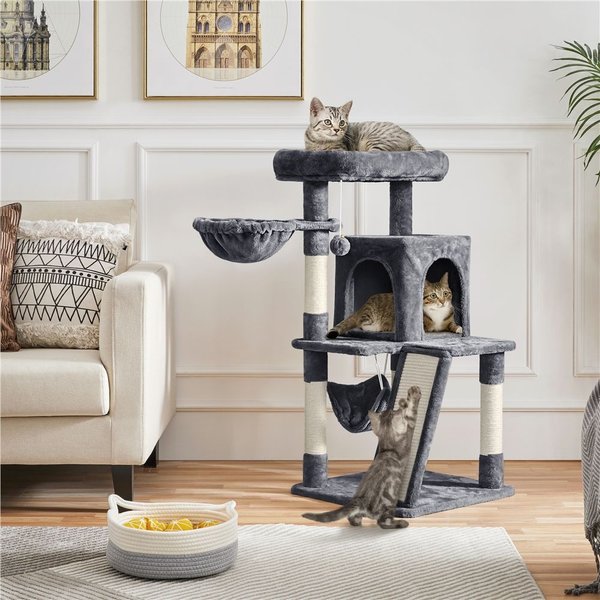 Yaheetech 40-in Cat Tower with Condo, Dark Gray slide 1 of 8