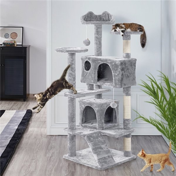 ARMARKAT Classic Real Wood Cat Tower & Ramp Cat Tree, Beige, 58-in ...