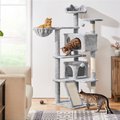 Yaheetech 57-in Plush Cat Tree & Condo, Light Gray