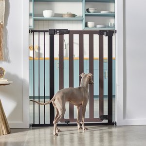 Frisco Wood & Metal Extra Tall Auto-close Dog Gate, 41-in, Expresso