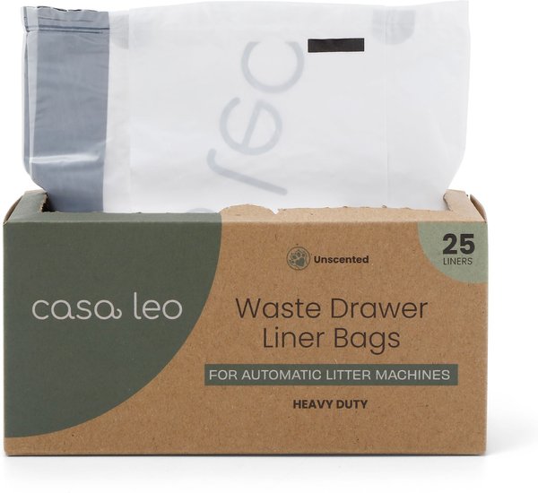 Casa Leo Leo's Loo Drawstring Waste Drawer Liners for Automatic Self-Cleaning Litter Boxes, 25 Count slide 1 of 8
