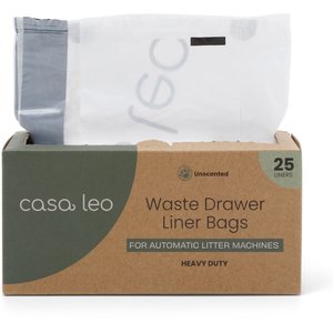Casa Leo Leo's Loo Drawstring Waste Drawer Liners for Automatic Self-Cleaning Litter Boxes, 25 Count