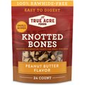 True Acre Foods, Rawhide-Free, Knotted Bones, with Natural Peanut Butter Flavor, Mini Size, Dog Treats, 24 count - 7.6oz/216g