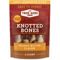 True Acre Foods Rawhide-Free Knotted Bones Peanut Butter Flavor Treats, Medium, 4 count
