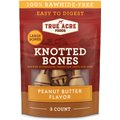 True Acre Foods, Rawhide-Free, Knotted Bones, with Natural Peanut Butter Flavor, Large Size, Dog Treats, 3 count- 10.6oz/300g