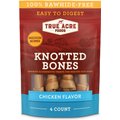 True Acre Foods Rawhide-Free Knotted Bones Chicken Flavor Treats, Medium, 4 count